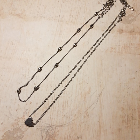 Silver Heart Ball Chain Choker Necklace Set - Picture 4 of 6